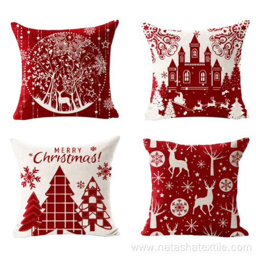 Nordic Linen Elk Snowflake Christmas Series cushion cover